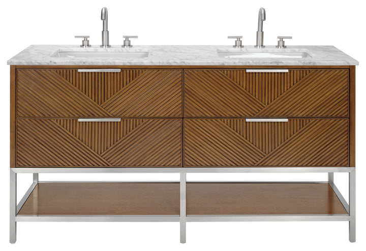 Diamond 60" Double Vanity, Walnut/Brushed Nickel