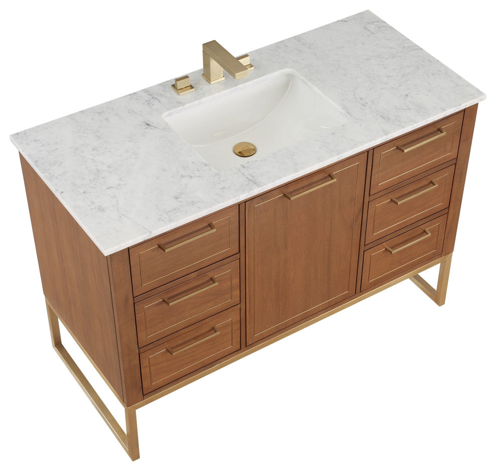 Markham 48" Single Vanity, Walnut/Satin Brass