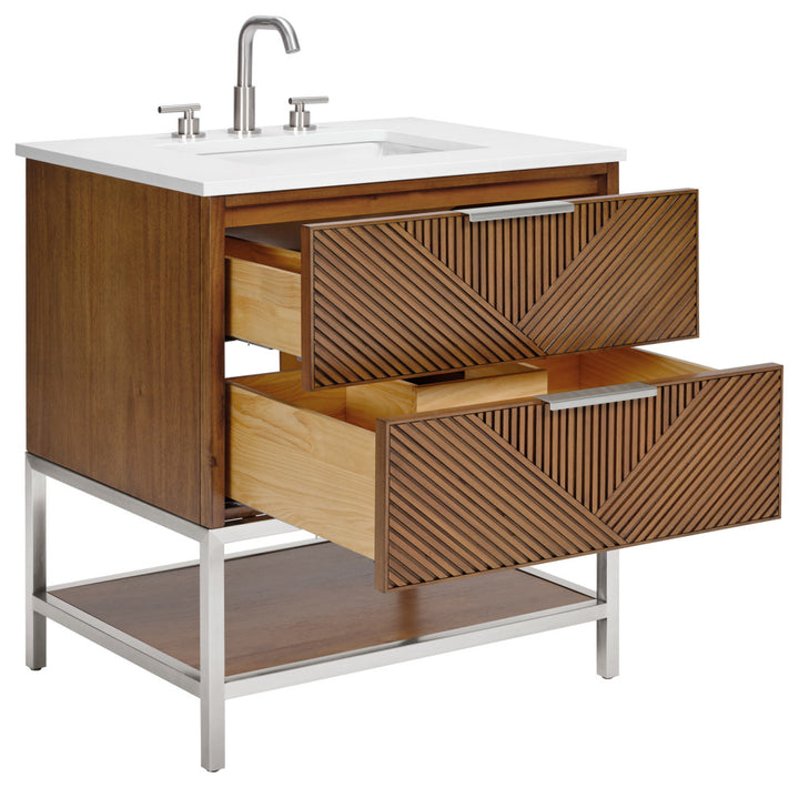 Diamond 30" Single Vanity, Walnut/Brushed Nickel