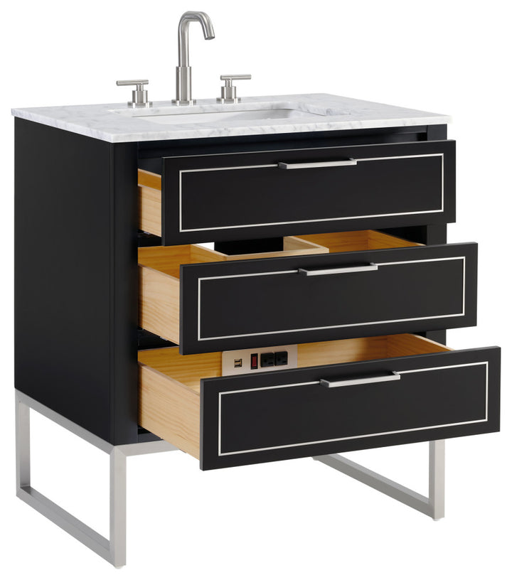 Markham 30" Single Vanity, Midnight Black/Brushed Nickel