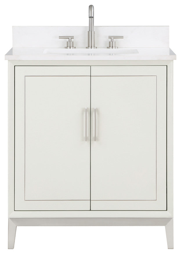 Gracie 30" Single Vanity, Satin White/Brushed Nickel