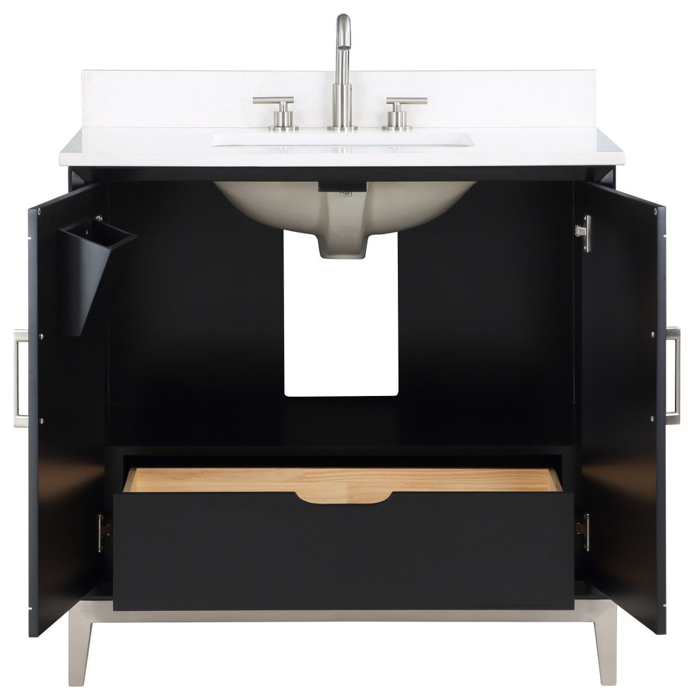 Gracie 36" Single Vanity, Midnight Black/Brushed Nickel