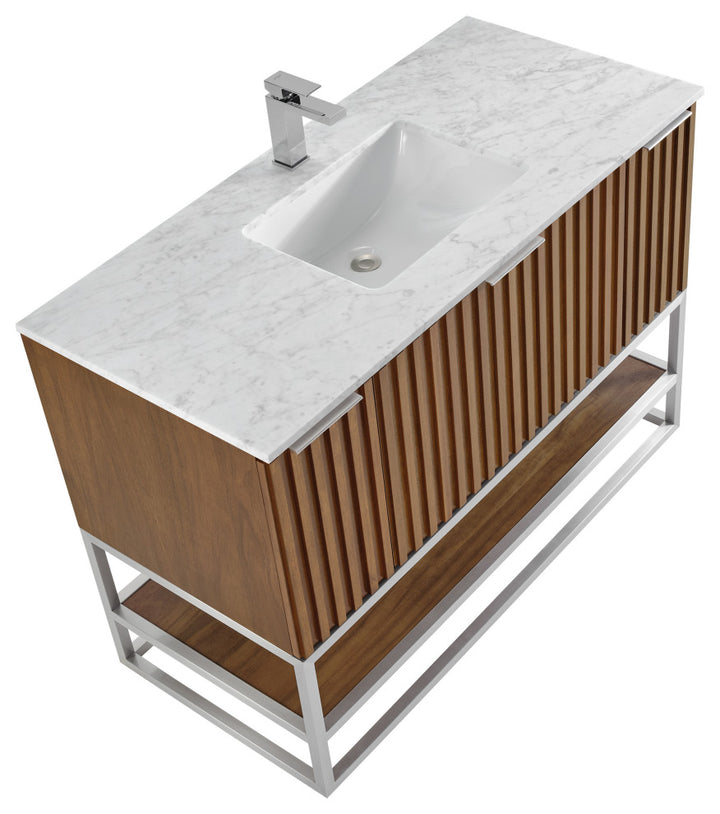 Terra 48" Single Vanity, Walnut/Brushed Nickel