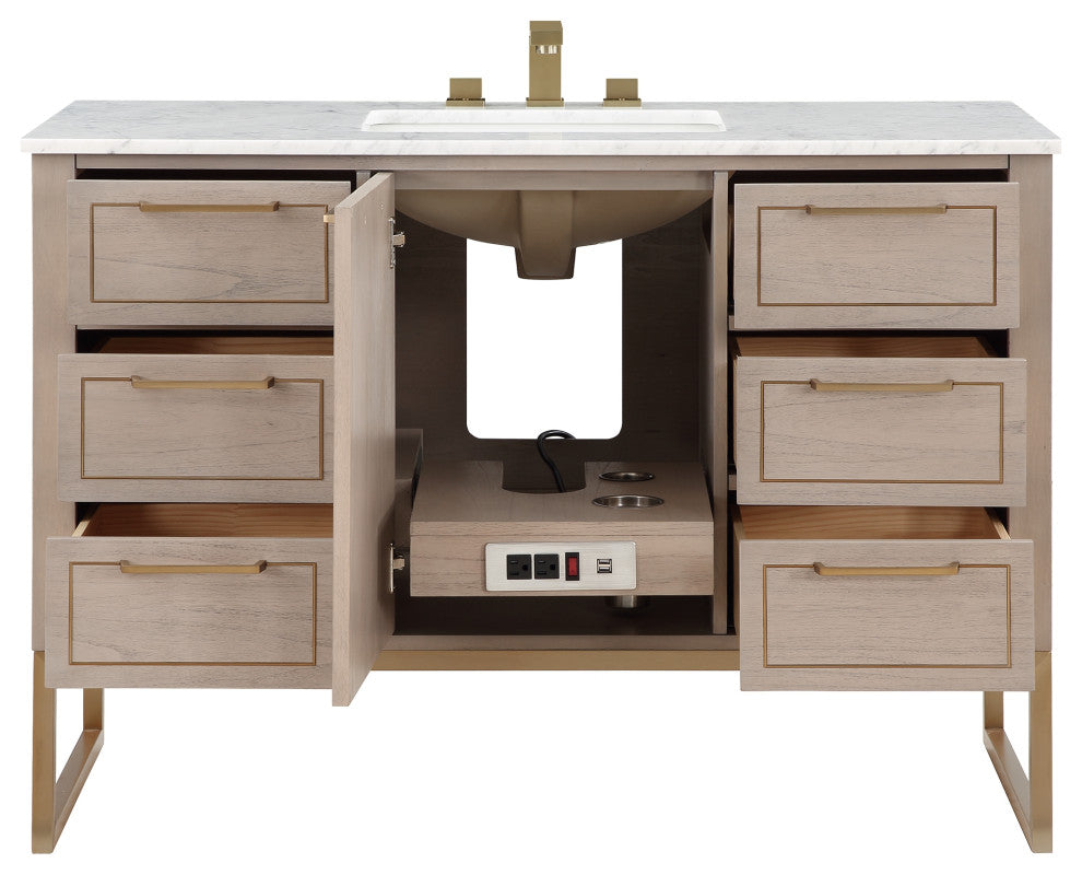 Markham 48" Single Vanity, Cashmere Grey/Satin Brass