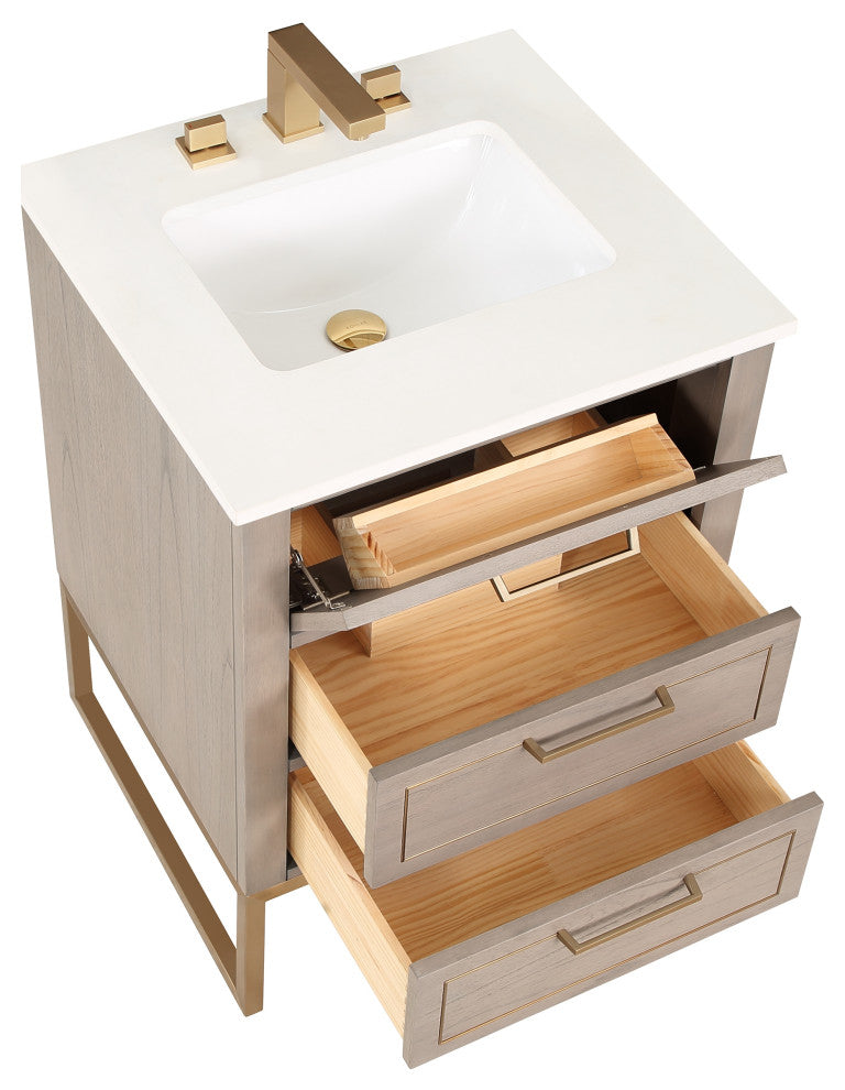 Markham 24" Single Vanity, Cashmere Grey/Satin Brass