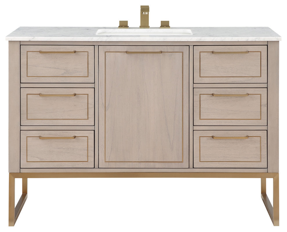 Markham 48" Single Vanity, Cashmere Grey/Satin Brass