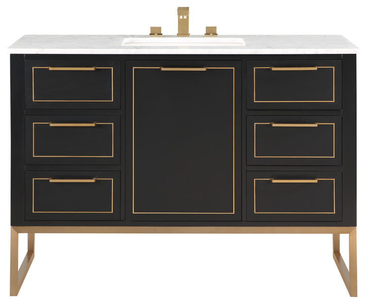 Markham 48" Single Vanity, Midnight Black/Satin Brass