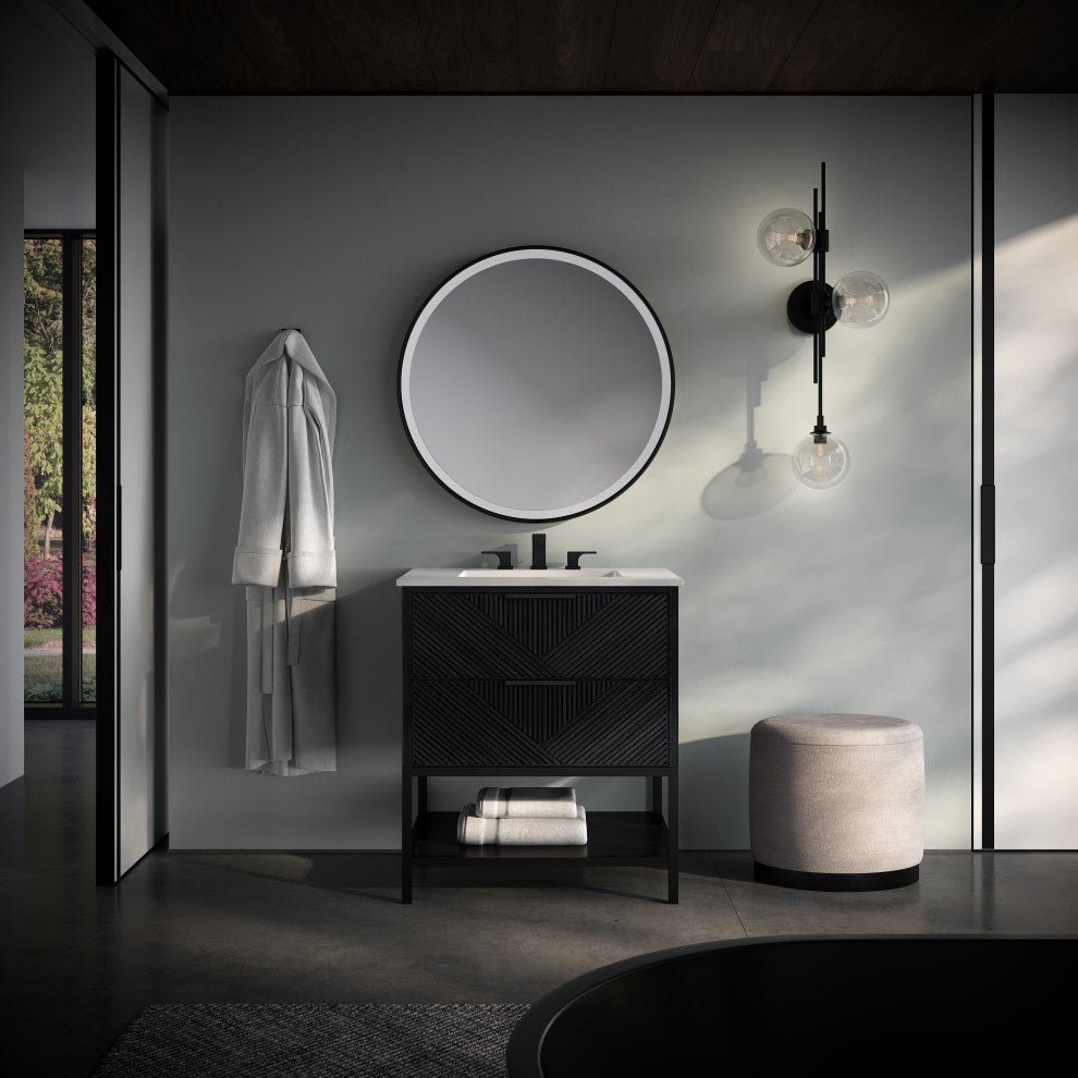 Diamond 30" Single Vanity, Charcoal Black/Matte Black