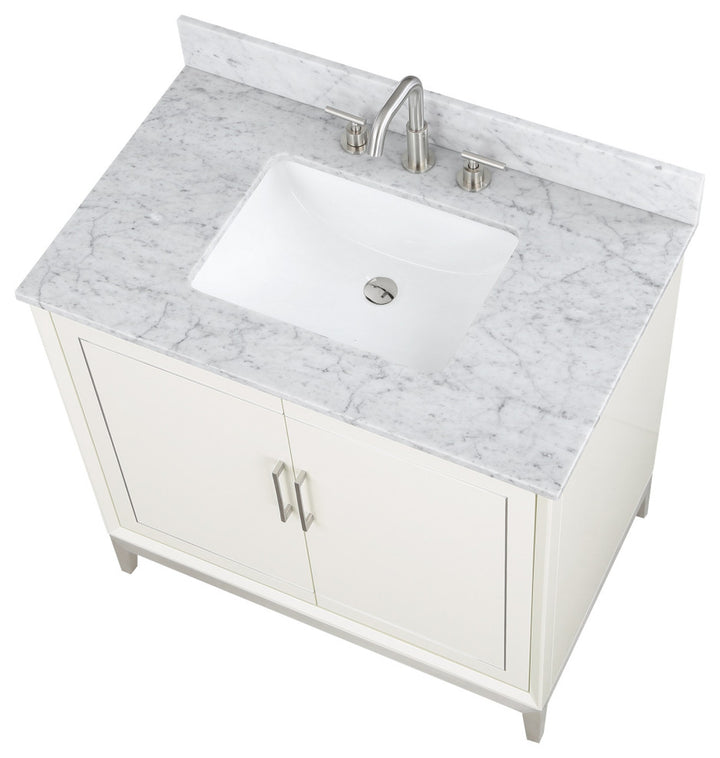 Gracie 36" Single Vanity, Satin White/Brushed Nickel