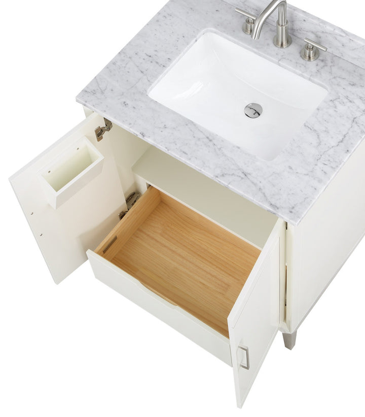 Gracie 30" Single Vanity, Satin White/Brushed Nickel