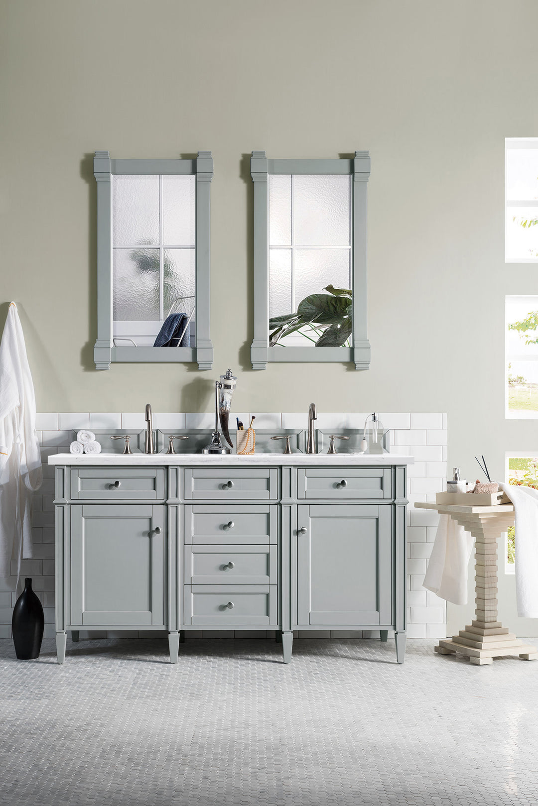 James Martin Vanities Brittany 60" Double Vanity, Urban Gray 3cm Arctic Fall Solid Surface#top-options_3cm-arctic-fall-solid-surface