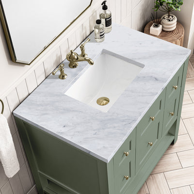 James Martin Vanities Breckenridge 36" Vanity, Smokey Celadon 3cm Carrara Marble#top-options_3cm-carrara-marble