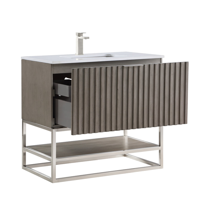 Terra 36" Single Bathroom Vanity in Greywash with Brushed Nickel