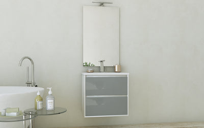 Baden Haus Glass Collection 23.6" Single Vanity in Glass White (2 Drawers)