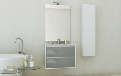 Baden Haus 29.1" Glass Collection Single Vanity in Glossy White with Glass