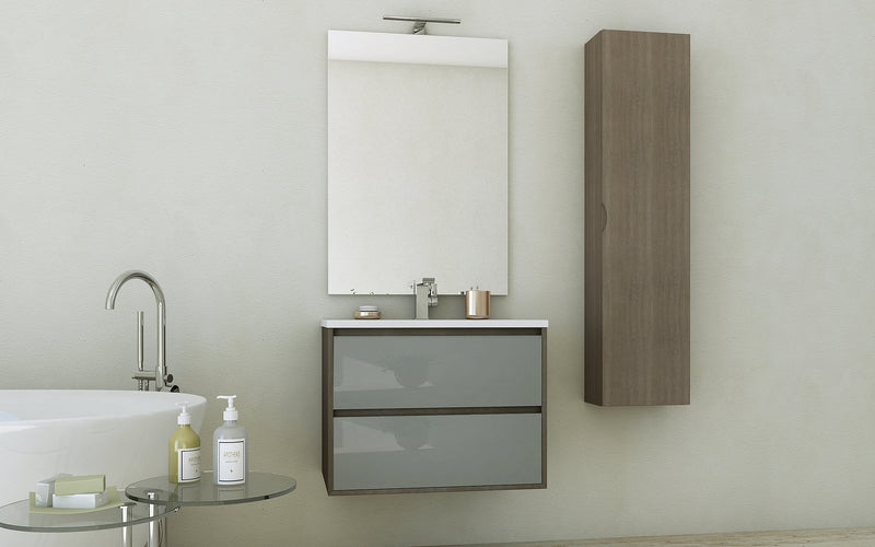 Baden Haus 29.1" Glass Collection Single Vanity in Soft Dark Oak with Glass