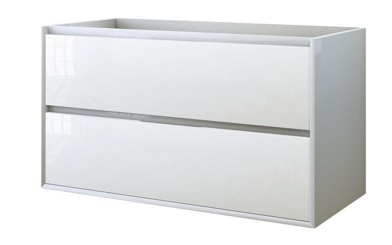 Baden Haus 39.4" Glass Collection Single Vanity Glossy White (2 Drawers)