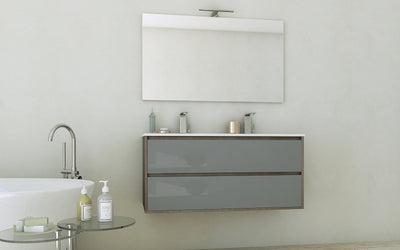 Baden Haus Glass Collection 47.2" Double Vanity in Soft Dark Oak w/ Glass Drawers