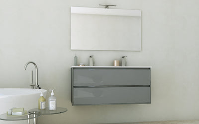 Baden Haus Glass Collection 47.2" Double Vanity in Anthracite w/ 2 Glass Drawers