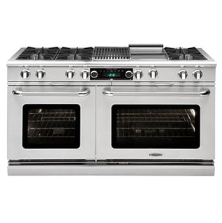 Connoisseurian 60″ Dual Fuel, Self Clean Range with Open Burners