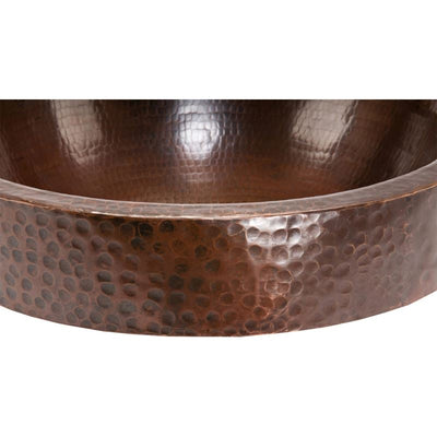 Compact Oval Skirted Vessel Hammered Copper Sink