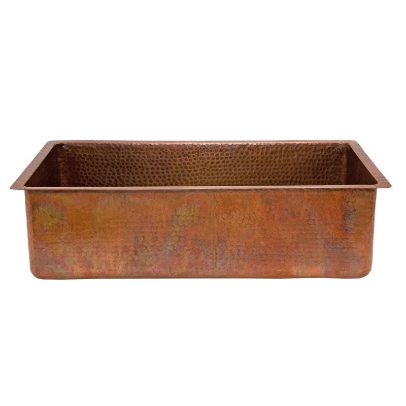 33" Antique Hammered Copper Kitchen Single Basin Sink w Matching Drain