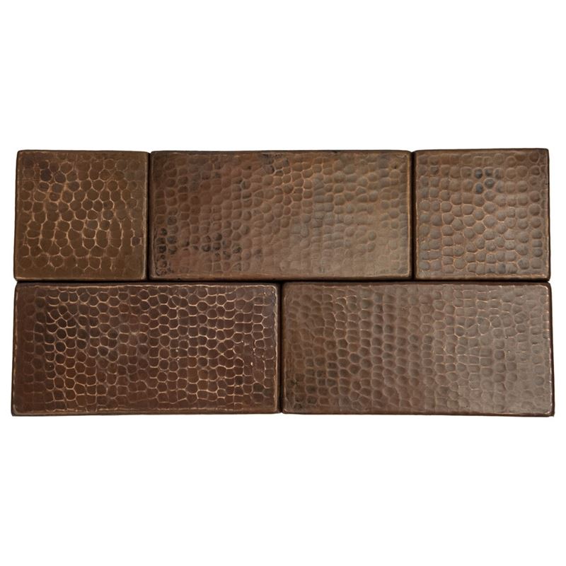 3" x 6" Hammered Copper Tile