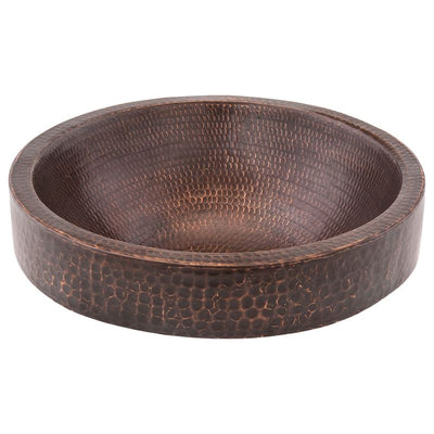 Small Round Skirted Vessel Hammered Copper Sink