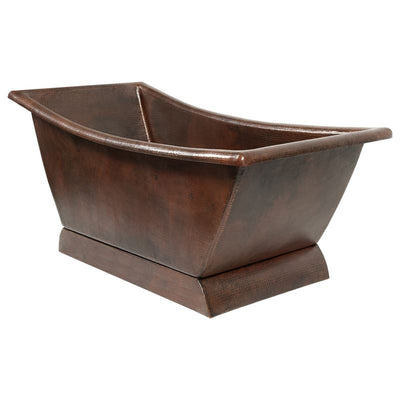 67" Hammered Copper Canoa Single Slipper Bathtub