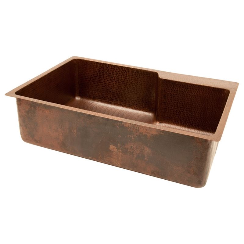 33" Hammered Copper Kitchen Single Basin Sink w/ Space For Faucet