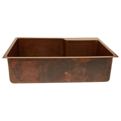 33" Hammered Copper Kitchen Single Basin Sink w/ Space For Faucet