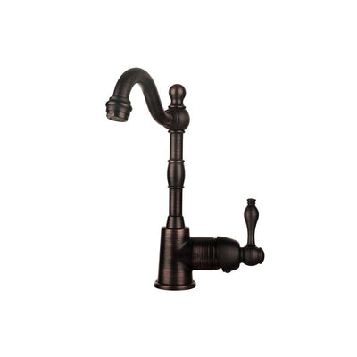 17" Round Hammered Copper Bar/Prep Sink, ORB Bar Faucet, 3.5" Garbage Disp Drain