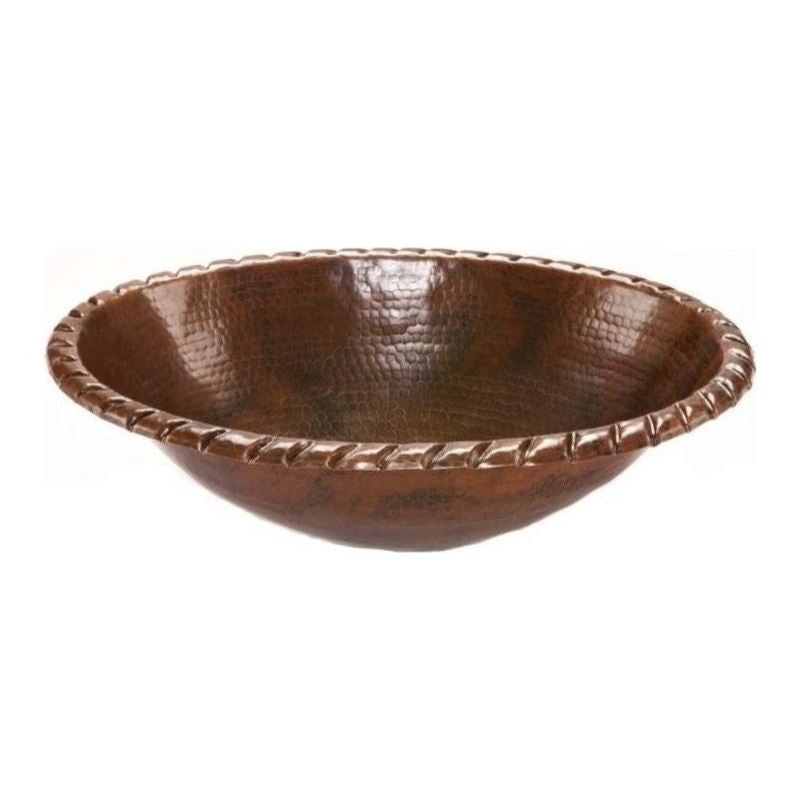 Oval Roped Rim Self Rimming Hammered Copper Sink