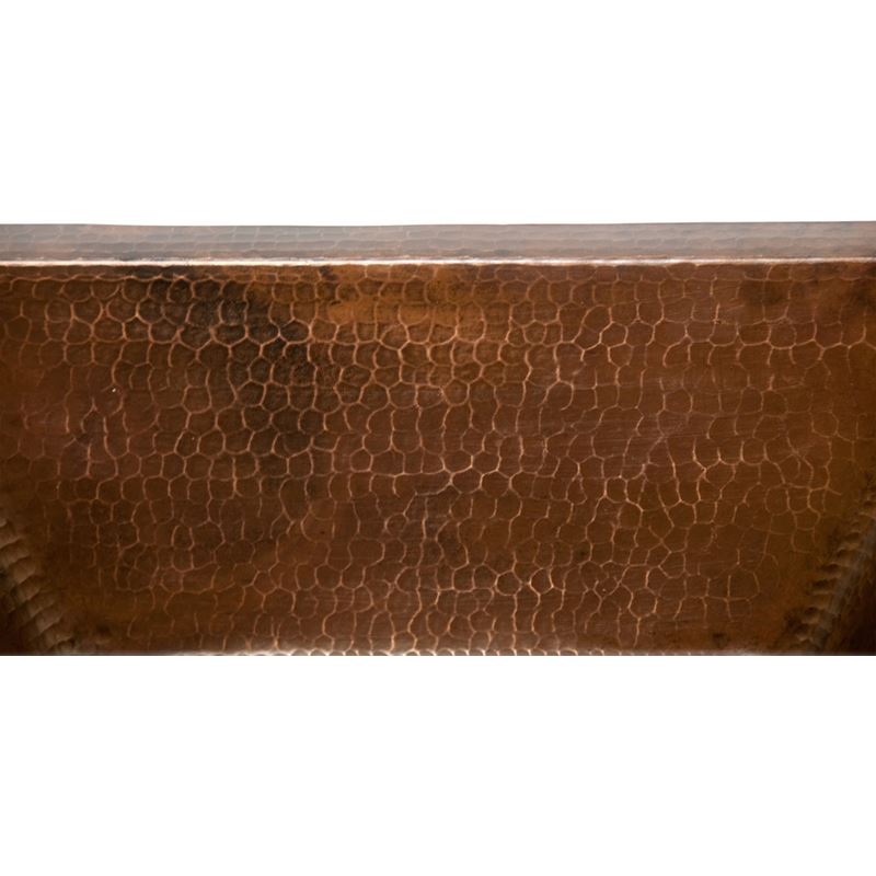 15" Square Hammered Copper Bar/Prep Sink w/ 2" Drain Size
