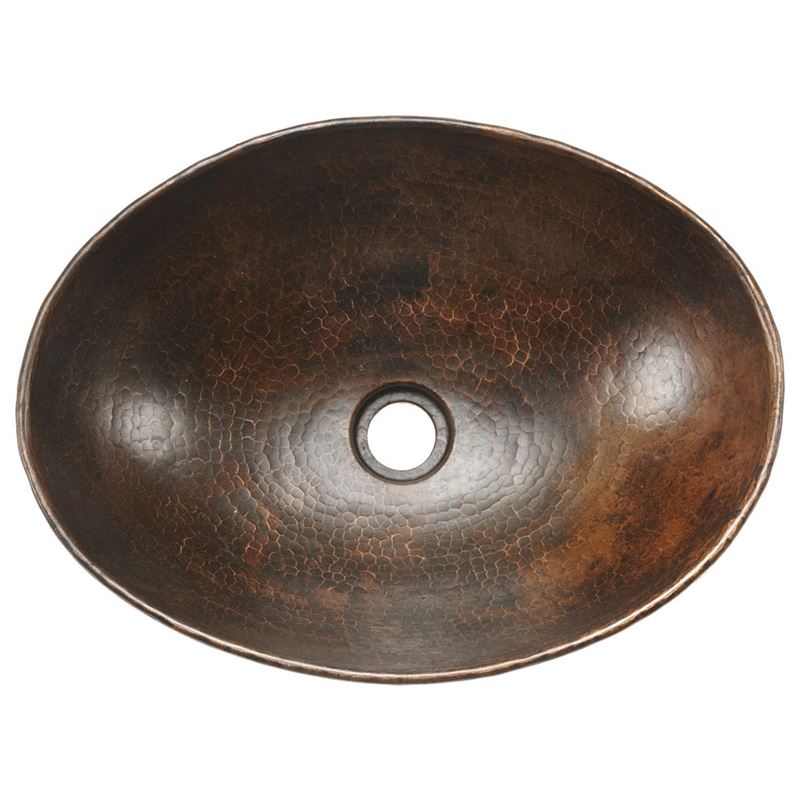 Oval Wired Rim Vessel Hammered Copper Sink