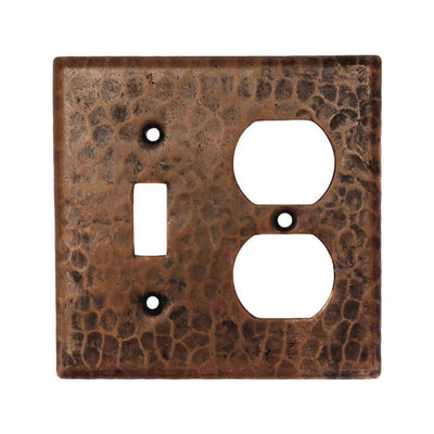 Copper Combination Switchplate, 2 Hole Outlet and Single Toggle Switch