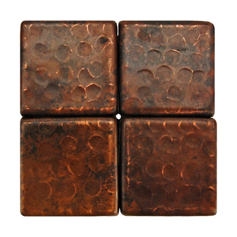 2" x 2" Hammered Copper Tile - Quantity 8