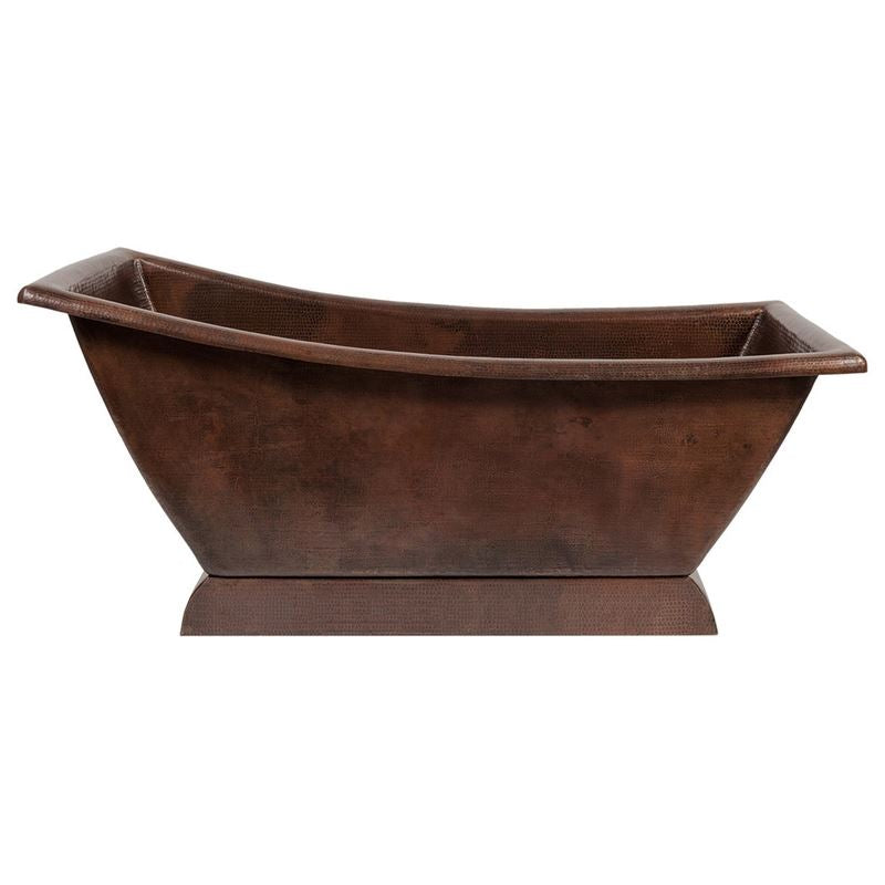 67" Hammered Copper Canoa Single Slipper Bathtub