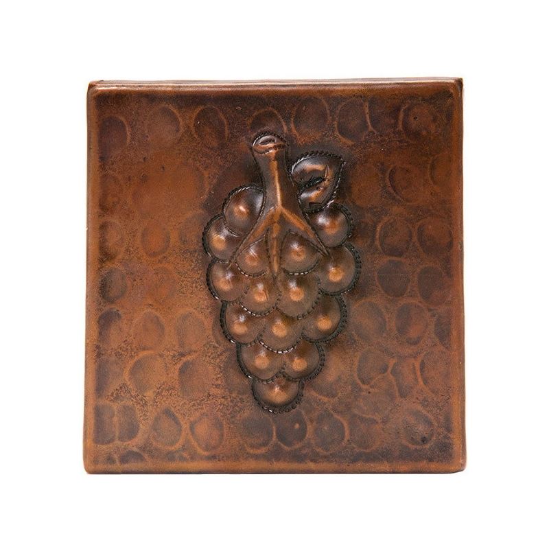 4" x 4" Hammered Copper Grape Tile