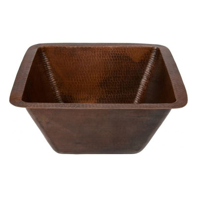 15" Square Hammered Copper Bar/Prep Sink w/ 3.5" Drain Size