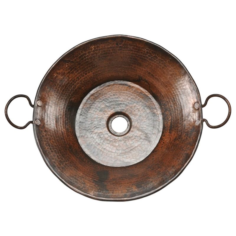 Round Miners Pan Vessel Hammered Copper Sink