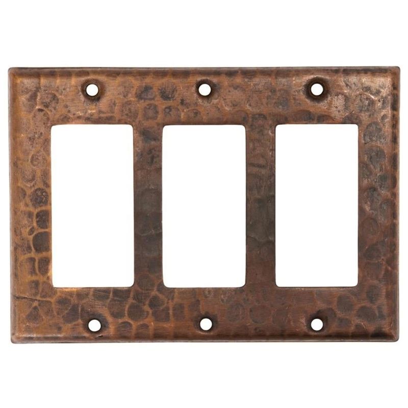Copper Switchplate Triple Ground Fault/Rocker Cover GFI