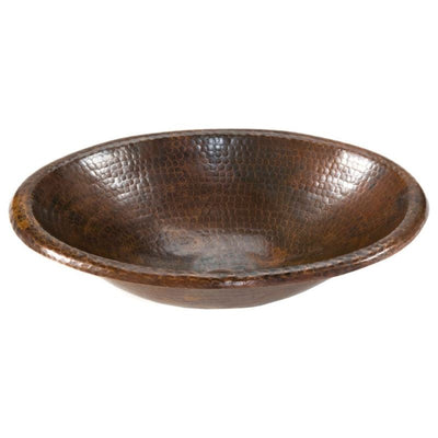 Small Oval Self Rimming Hammered Copper Sink