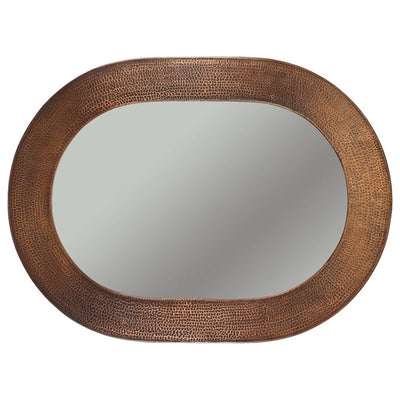 35" Hand Hammered Oval Copper Mirror