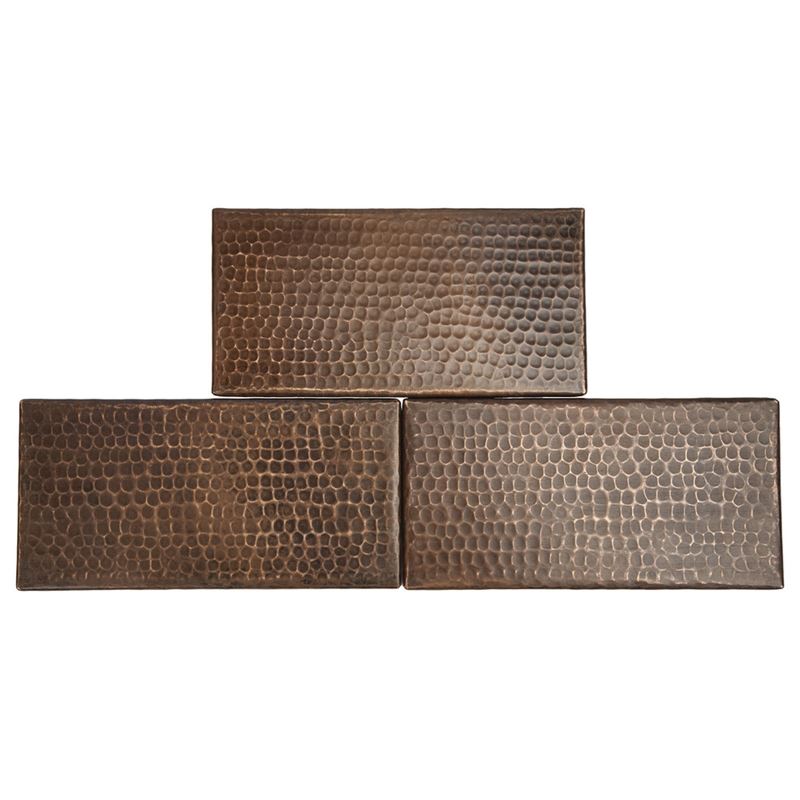 4" x 8" Hammered Copper Tile - Quantity 4