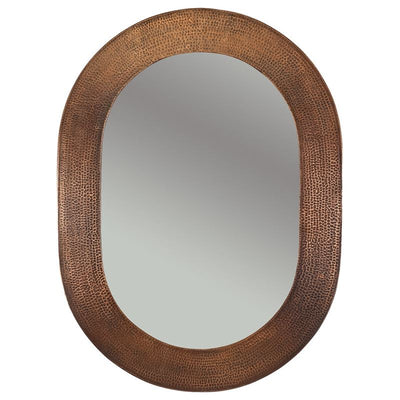 35" Hand Hammered Oval Copper Mirror