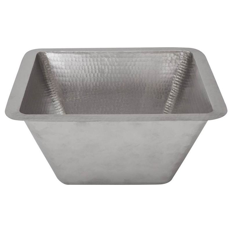 15" Square Under Counter Hammered Copper Bathroom Sink in Nickel