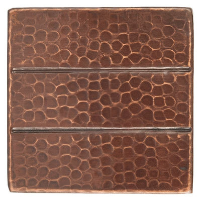 4" x 4" Hammered Copper with Linear Tile Design - Quantity 8