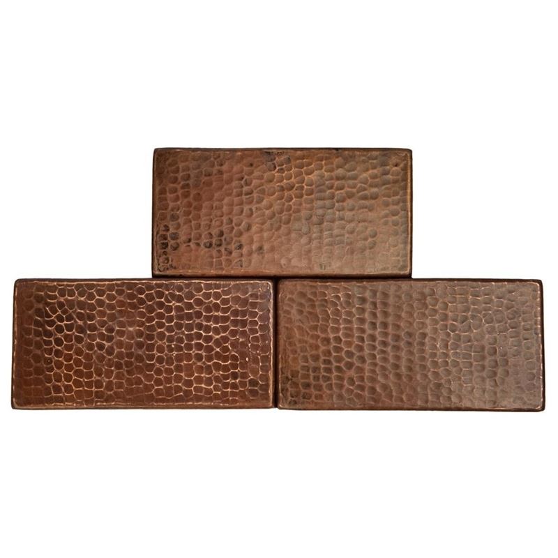 3" x 6" Hammered Copper Tile - Quantity 8