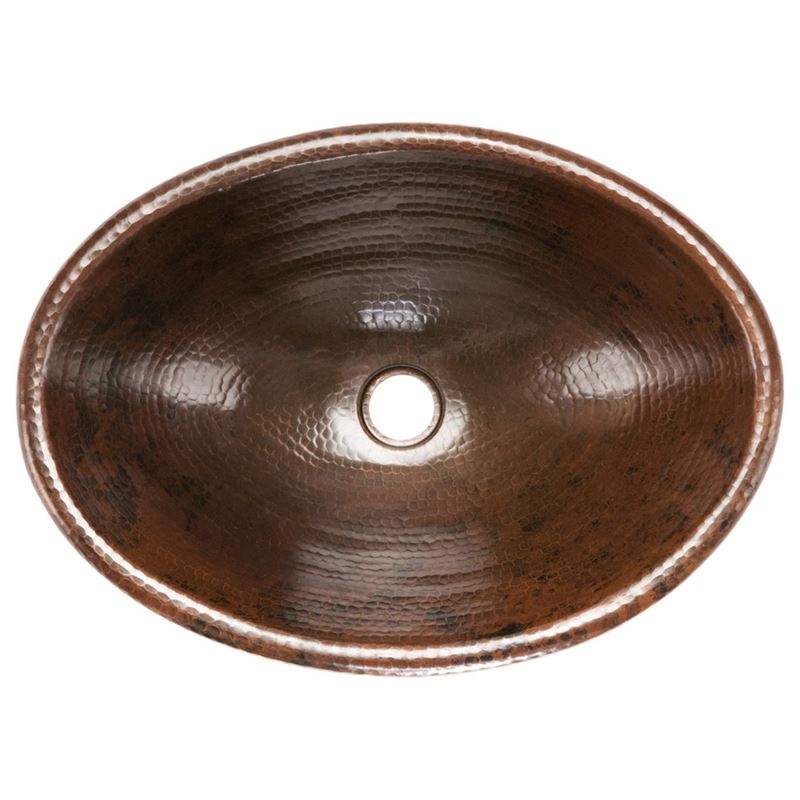 Oval Self Rimming Hammered Copper Sink